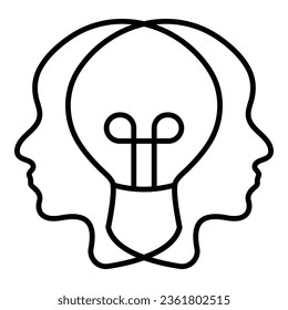Vector illustration of ideas and creativity concept, teamwork. Thinking together.