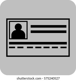 Ilustración vectorial del icono de la tarjeta de identificación en negro