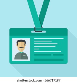 Vector illustration of identification card with lanyard