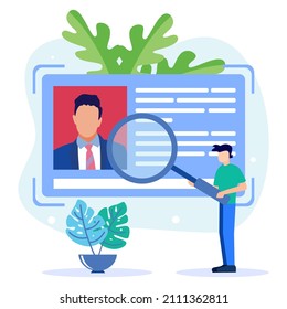 Vector illustration of Identity card concept with photo. Male character identifies document by face.