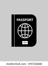 Ilustración vectorial del icono del pasaporte de identidad en el fondo gris