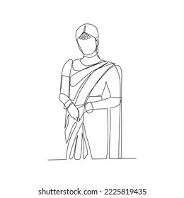 Vector illustration of an idian woman drawn in line-art style