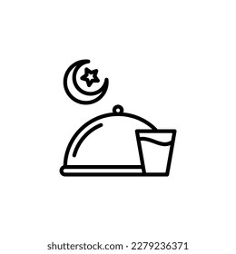 ilustración vectorial del icono iftar con estilo de contorno. adecuado para cualquier propósito. aislado en fondo transparente