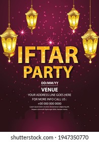 Ilustración vectorial del volante y fondo de la fiesta iftar