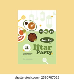 Vector illustration of iftar party flyer poster template design