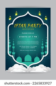 Ilustración vectorial de la invitación de la fiesta de Iftar.