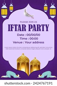 Vektor-Illustration von Iftar Party Einladung Social Media Feed-Vorlage