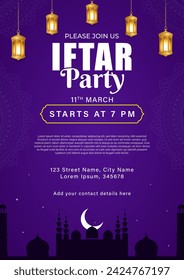 Vector illustration of Iftar Party Invitation social media feed template