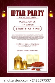 Vector illustration of Iftar Party Invitation social media feed template