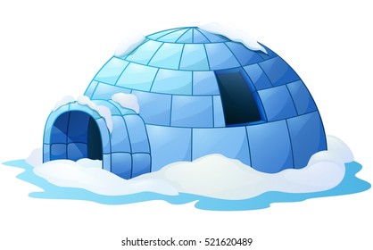 Vector illustration of Igloo isolated a white background