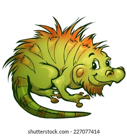 Vector illustration of iguana in cartoon style.