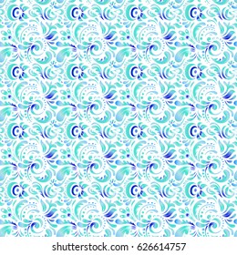 Vector illustration. Ikat damask seamless pattern background tile.