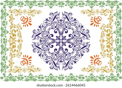 Vector illustration of an ikat ornament pattern matching the carpet pattern.