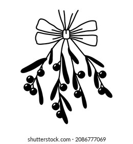 Vektorgrafik mit Ilex-Ästen in Bouquet mit Bandbogen gebunden.