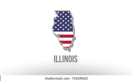 Vector illustration of illinois county state with US united states flag as a texture suitable for a map logo or design purposes