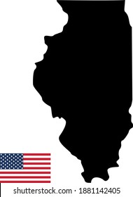 vector illustration of Illinois map with American flag