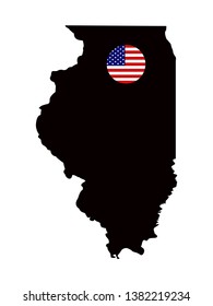 vector illustration of Illinois map with USA flag