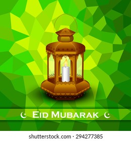 vector illustration of illuminated lamp for Eid Mubarak (Blessing for Eid) background