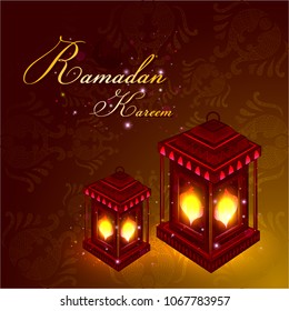 vector illustration of illuminated lamp for Ramadan Kareem Greetings for Ramadan background