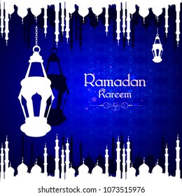 vector illustration of illuminated lamp for Ramadan Kareem ( Greetings for Ramadan) background with Islamic Mosque