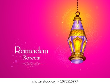 vector illustration of illuminated lamp for Ramadan Kareem ( Greetings for Ramadan) background