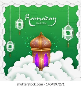 vector illustration of illuminated lamp for Ramadan Kareem ( Greetings for Ramadan) background
