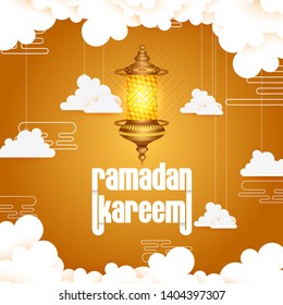 vector illustration of illuminated lamp for Ramadan Kareem ( Greetings for Ramadan) background