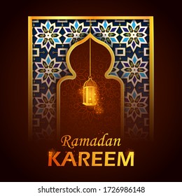 vector illustration of illuminated lamp for Ramadan Kareem ( Greetings for Ramadan) background