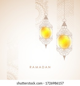 vector illustration of illuminated lamp for Ramadan Kareem ( Greetings for Ramadan) background