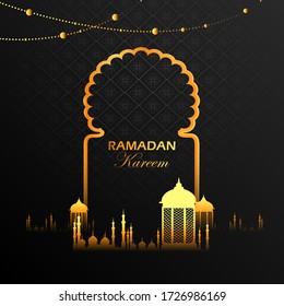 vector illustration of illuminated lamp for Ramadan Kareem ( Greetings for Ramadan) background