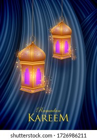 vector illustration of illuminated lamp for Ramadan Kareem ( Greetings for Ramadan) background