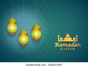 Vektorgrafik der illuminierten Lampe für Ramadan Kareem ( Grüße für Ramadan) Hintergrund