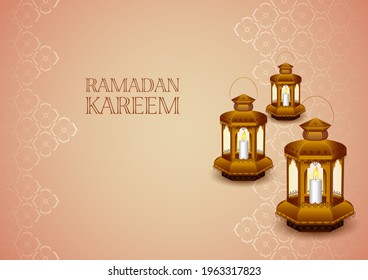 vector illustration of illuminated lamp for Ramadan Kareem ( Greetings for Ramadan) background