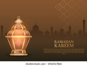 vector illustration of illuminated lamp for Ramadan Kareem ( Greetings for Ramadan) background