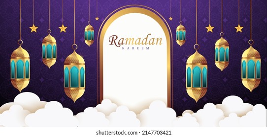 vector illustration of illuminated lamp for Ramadan Kareem ( Greetings for Ramadan) background