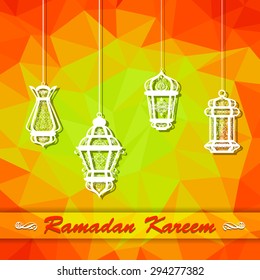 vector illustration of illuminated lamp for Ramadan Kareem (Happy Ramadan) background