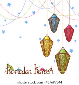 vector illustration of illuminated lamp for Ramadan Kareem ( Happy Ramadan) background