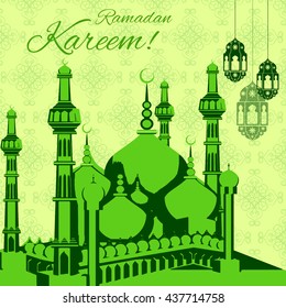vector illustration of illuminated lamp for Ramadan Kareem ( Happy Ramadan) background