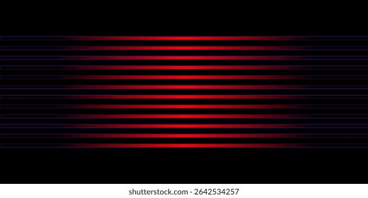 vector illustration with the image of an abstract horizontal decorative pattern in red tones for the design of interiors and scenes