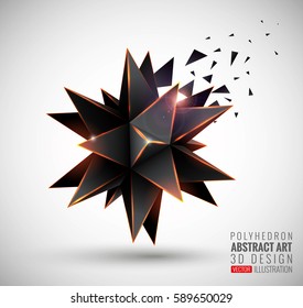 Vector illustration with the image of abstract stars, 3D polyhedron. Abstract explosion. Design element, abstract background for your project. Other variations and colors you can find in my portfolio.