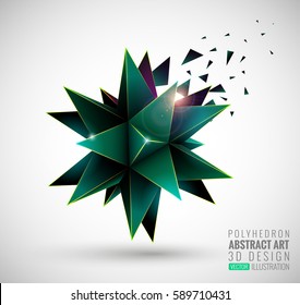 Vector illustration with the image of abstract stars, 3D polyhedron. Abstract explosion. Design element, abstract background for your project. Other variations and colors you can find in my portfolio.