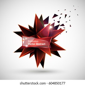 Vector illustration with the image of abstract stars, 3D polyhedron. Abstract explosion. Design element, abstract background for your project. Other variations and colors you can find in my portfolio.