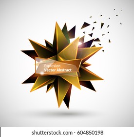 Vector illustration with the image of abstract stars, 3D polyhedron. Abstract explosion. Design element, abstract background for your project. Other variations and colors you can find in my portfolio.