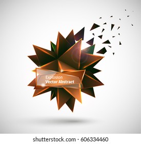 Vector illustration with the image of abstract stars, 3D polyhedron. Abstract explosion. Design element, abstract background for your project. Other variations and colors you can find in my portfolio.