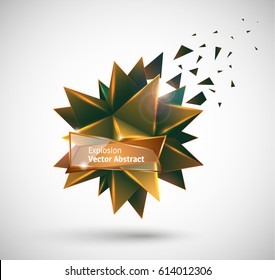 Vector illustration with the image of abstract stars, 3D polyhedron. Abstract explosion. Design element, abstract background for your project. Other variations and colors you can find in my portfolio.
