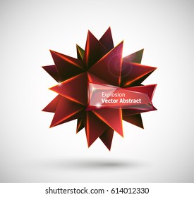 Vector illustration with the image of abstract stars, 3D polyhedron. Abstract explosion. Design element, abstract background for your project. Other variations and colors you can find in my portfolio.