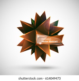 Vector illustration with the image of abstract stars, 3D polyhedron. Abstract explosion. Design element, abstract background for your project. Other variations and colors you can find in my portfolio.