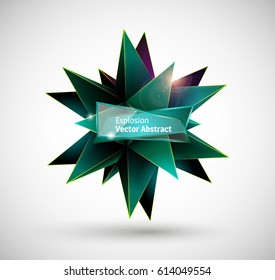 Vector illustration with the image of abstract stars, 3D polyhedron. Abstract explosion. Design element, abstract background for your project. Other variations and colors you can find in my portfolio.