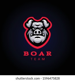 Vector illustration with the image of a angry boar. Logo template.