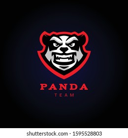 Vector illustration with the image of a angry panda. Logo template.